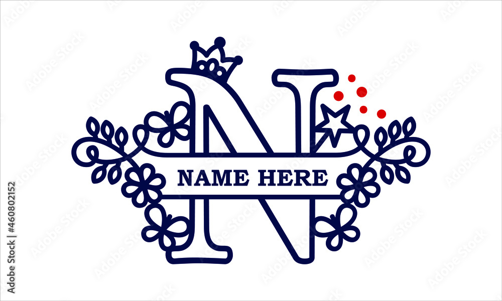 N Alphabet girl split royal abstract monogram vector logo template N Alphabet girl split royal abstract monogram vector logo template