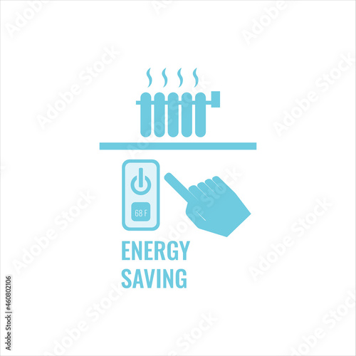 energy saving with icon turn on-off heater
