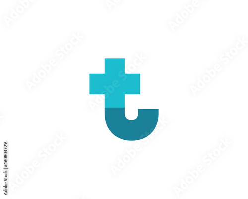 Letter T with cross and plus medical logo icon design template elements