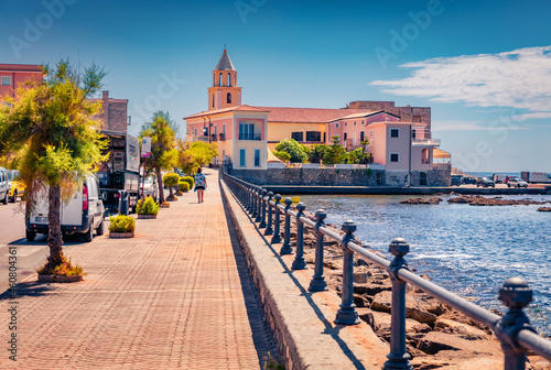 Sunny day on the Mediterraneanm coast of Italy. Captivating summer cityscape of Acciaroli town. Traveling concept background..