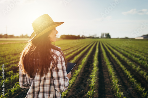 woman farmer walking outdoor photo