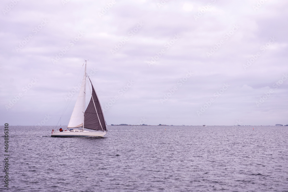 Beautiful yacht at sea. Baltic Sea. Copenhagen. Denmark. Transport. Water transport.