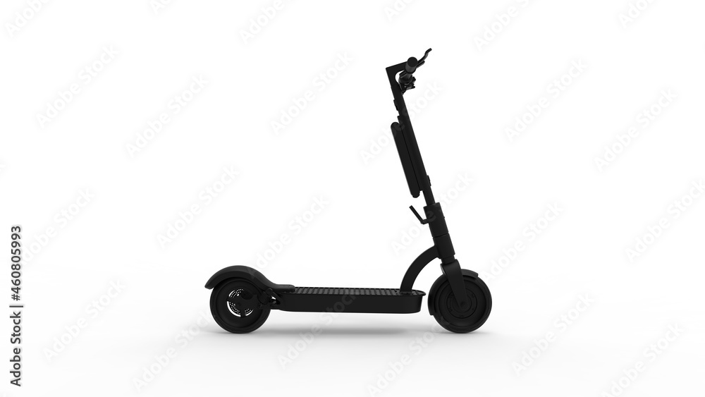3D rendering of a sustainable electric scooter mobility transporation vehicle isolated on white background. 3D rendering of a sustainable electric scooter mobility transporation vehicle isolated on white background.