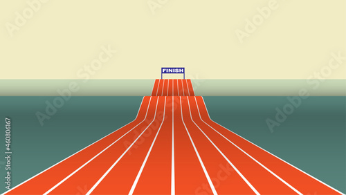 Abstract athletic track forward and upward. Business competition concept.	