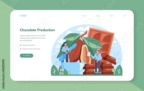 Confectionery production industry web banner or landing page. Delicious pastry