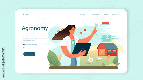 Argonomist web banner or landing page. Scientist making research