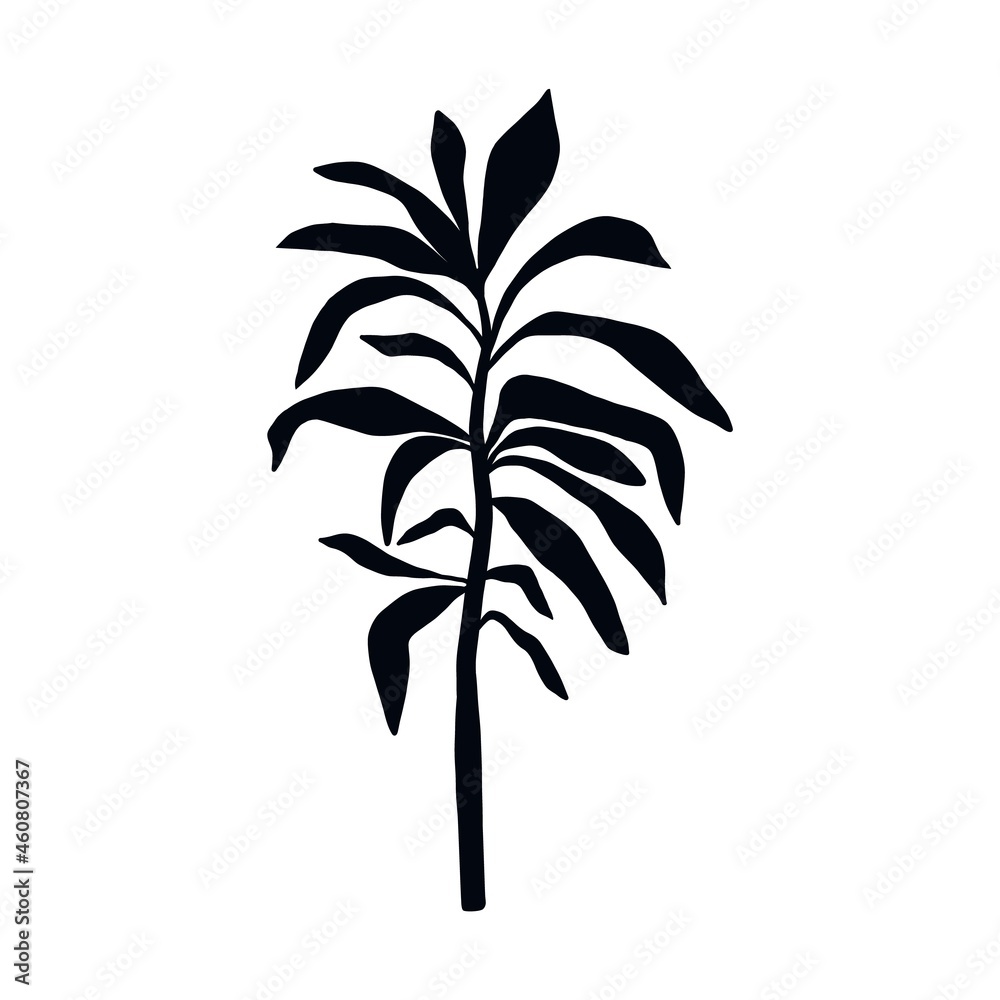Flat botanical floral branch. Abstract minimalist plant design, hand drawn organic herbal art. Vector illustration Flat botanical floral branch. Abstract minimalist plant design, hand drawn organic herbal art. Vector illustration