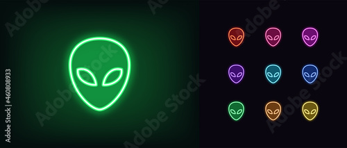 Canvas-taulu Outline neon alien icon