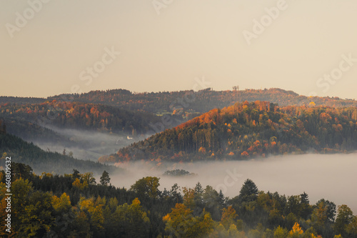 Der Oktober wird nicht umsonst der Goldene Oktober genannt. Das Zusammenspiel von Nebel, dem Licht der Goldenen Stunde und den Farben des Herbstes, ergeben solche wunderbare Anblicke.