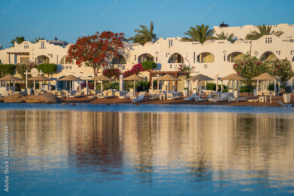 Calm beach on the red sea at morning in Sharm El Sheikh, Egypt