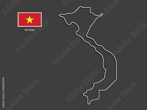 vector Vietnam map thin line style.