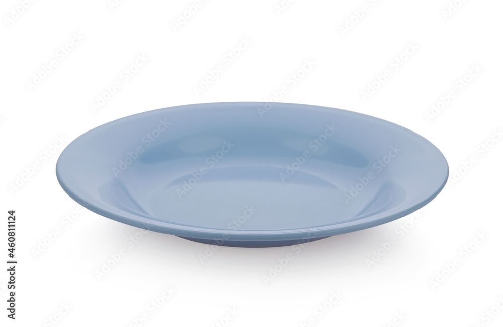 Empty blue plate on white background. Empty blue plate on white background.