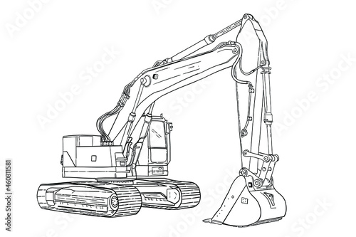 Excavator excavation work. The work of construction equipment in the production of earthworks