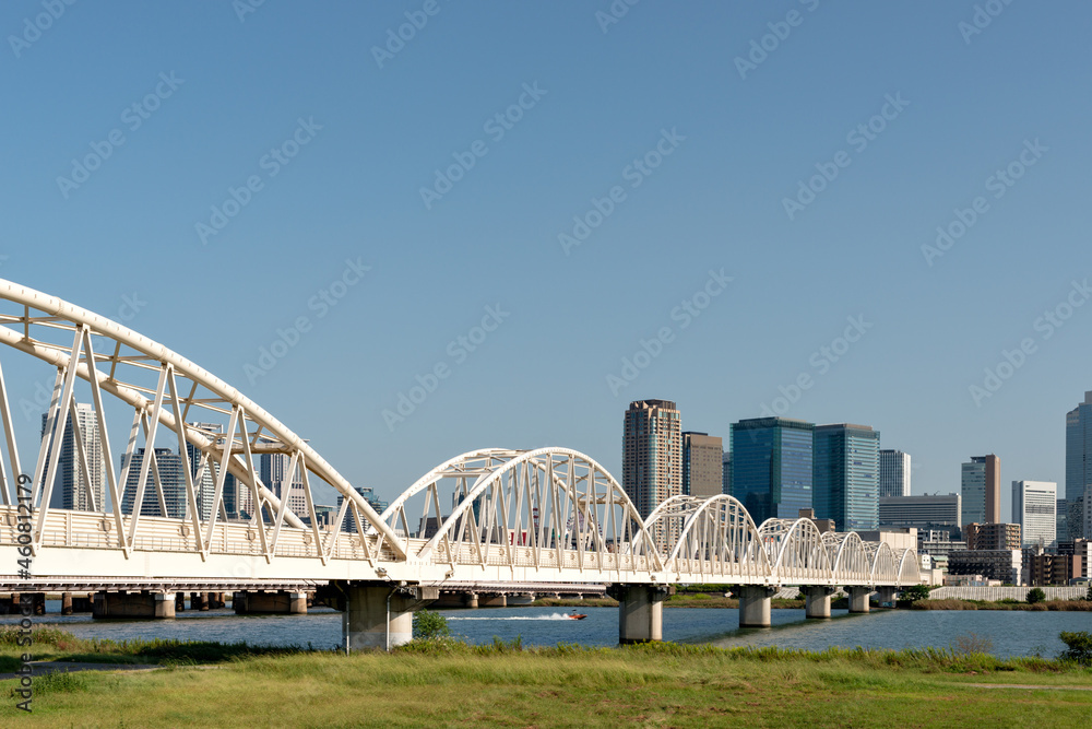 Bridge over Yodo river for the center of Osaka city