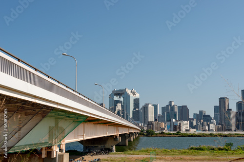 Bridge over Yodo river for the center of Osaka city