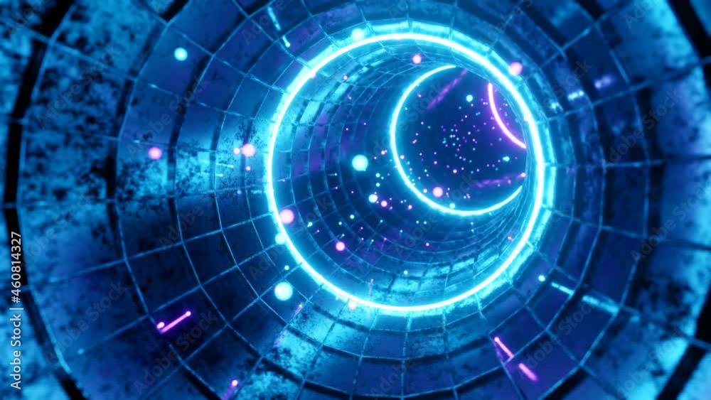 Seamless loop motion graphic of flying into swirl circle digital tunnel Seamless loop motion graphic of flying into swirl circle digital tunnel