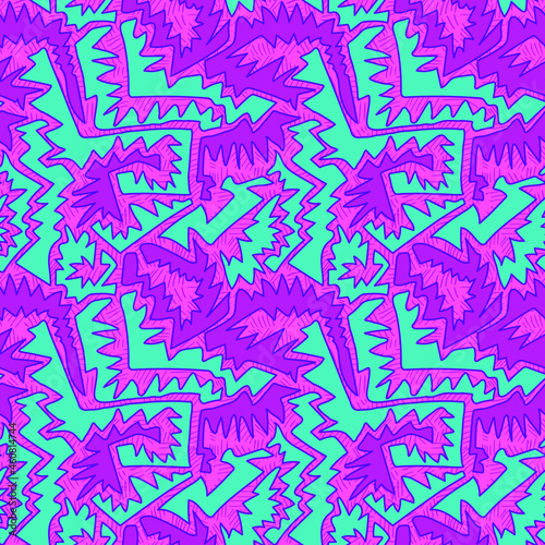 Seamless abstract creative pattern with curved hand drawn elements