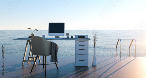 Foto Homeoffice im Urlaub am Meer