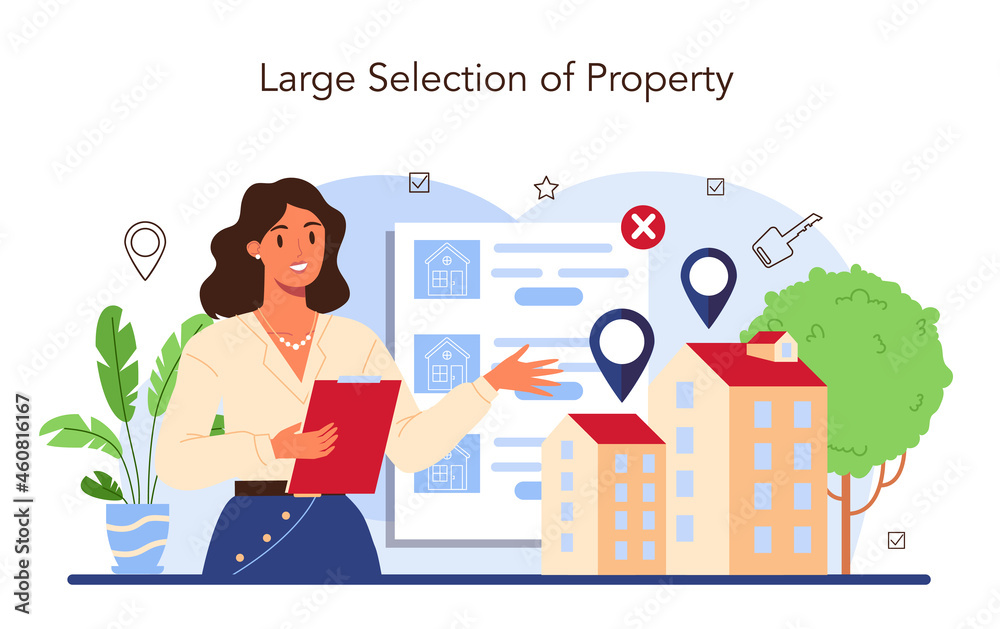Obraz premium Real estate industry. Idea of wide selection of house for sale and rent.