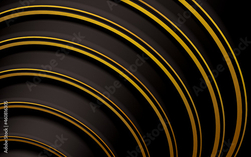 Wallpaper Mural dark and yellow wavy line abstract geometric pattern wallpaper 3d rendering flat design style Torontodigital.ca