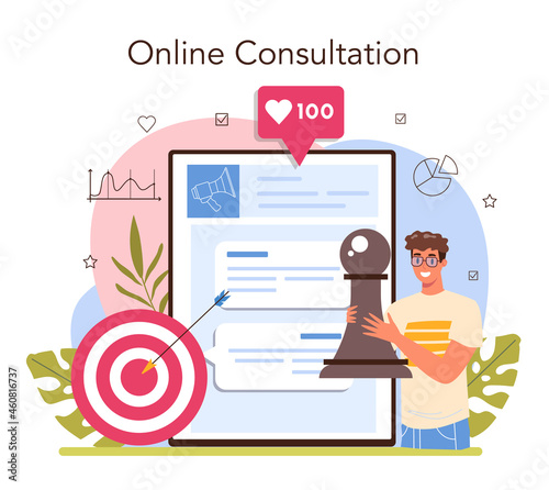 Marketer online service or platform. Marketing strategy and communucation
