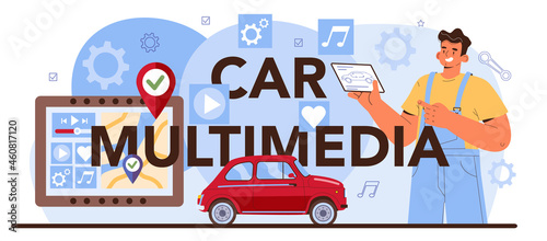 Car multimedia typographic header. Automobile repair service.