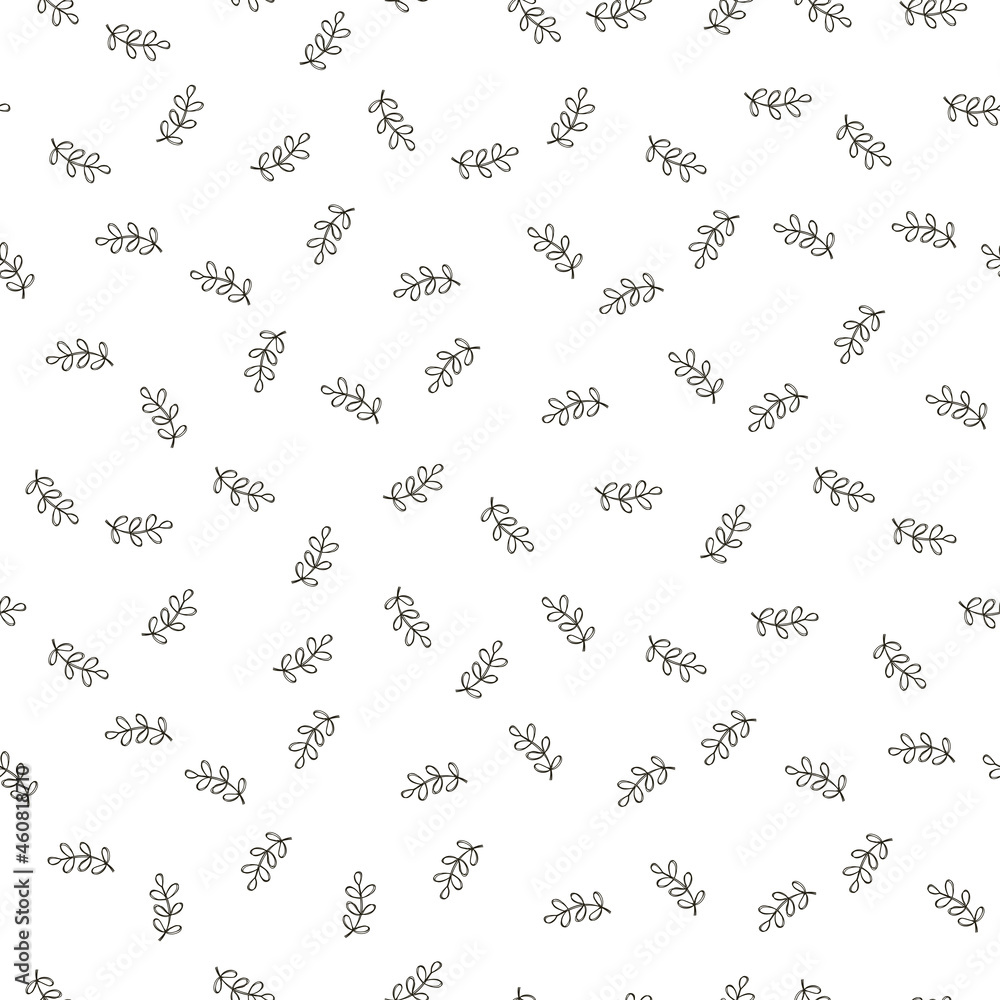 White seamless pattern with flower and leaves. White seamless pattern with flower and leaves.