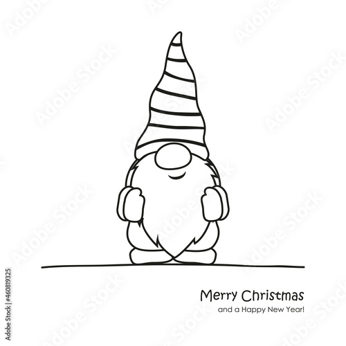 cute christmas dwarf cartoon for coloring book