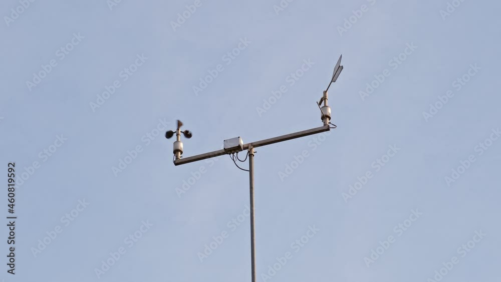 Weather Station Anemometer and Wind Direction Indication Arrow Mounted in Long Pole Weather Station Anemometer and Wind Direction Indication Arrow Mounted in Long Pole