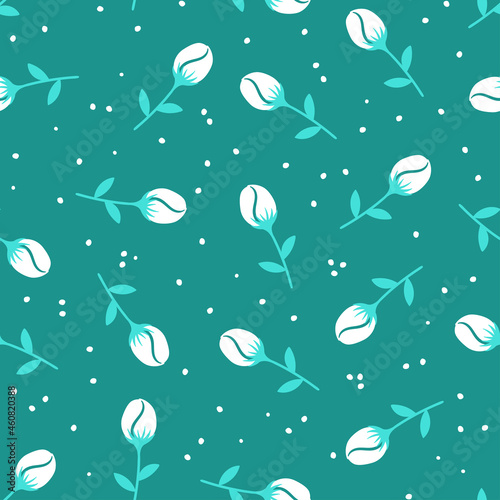 Blue seamless pattern with rosebud.