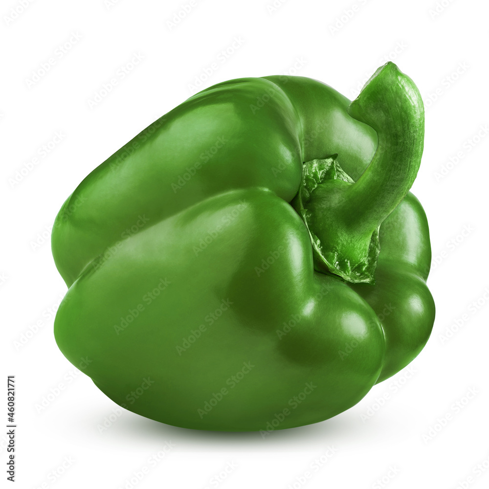 Green bell pepper isolated on white background