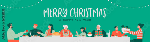 Christmas new year family dinner party banner