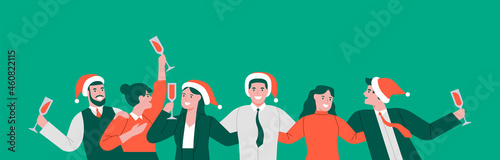 Christmas business party people team hug together