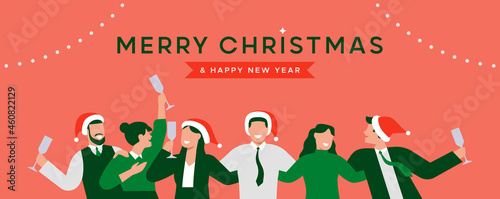 Christmas New Year business people hug banner