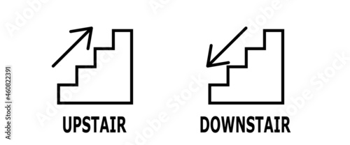 Vector illustration of stair up and stair down with arrow sign.