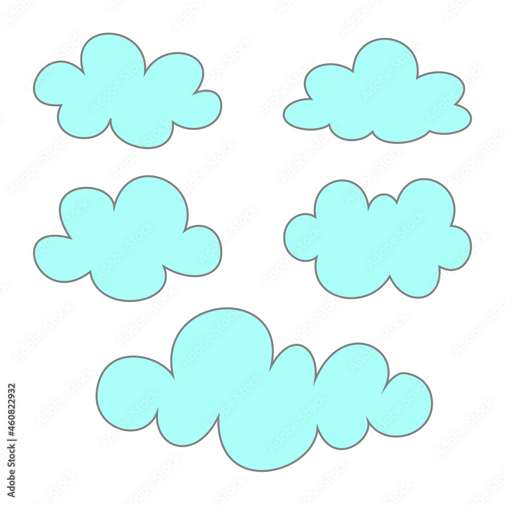 Vector illustration of collection of clouds. Icons for print or web applications. EPS 10