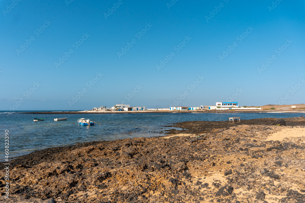 Beach of the fishing village of Majanicho, north of the island of Fuerteventura, Canary Islands. Spain
