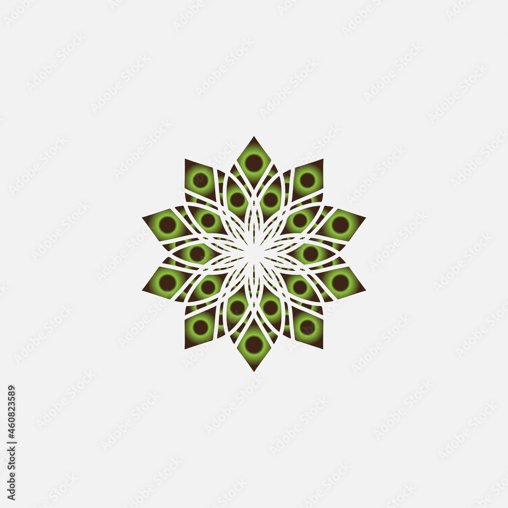 Circle pattern petal flower of mandala with multi color,Vector floral mandala relaxation patterns unique design with black background,Hand drawn pattern,concept meditation and relax See 
