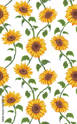 sunflowers pattern white