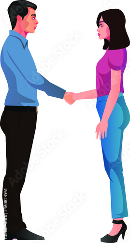 Businessman and woman are shaking hands vector illustration