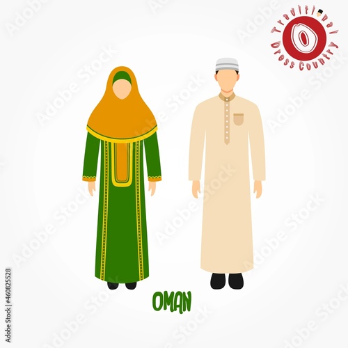 Set of alphabet "O" cartoon characters in traditional clothes
