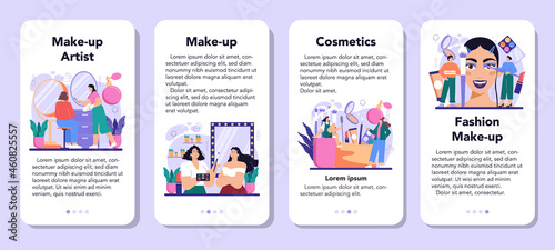 Make up artist mobile application banner set. Professional artist