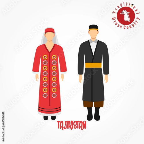 Set of alphabet "T" cartoon characters in traditional clothes