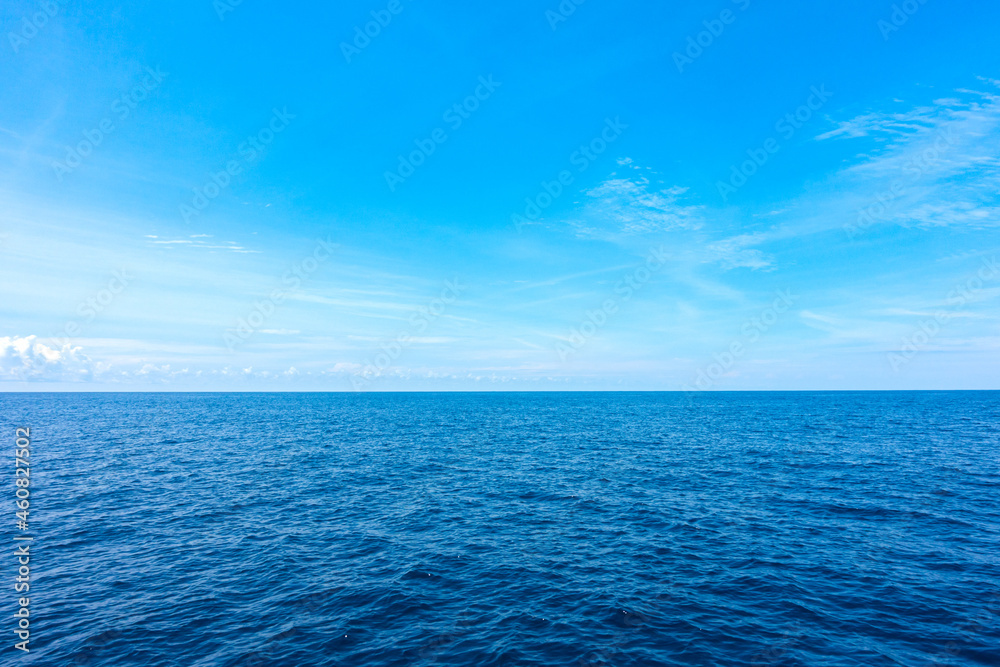 Calm Sea and Blue Sky Background.