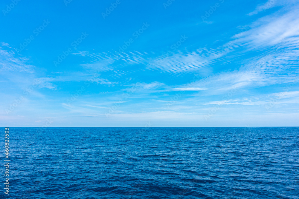 Calm Sea and Blue Sky Background.