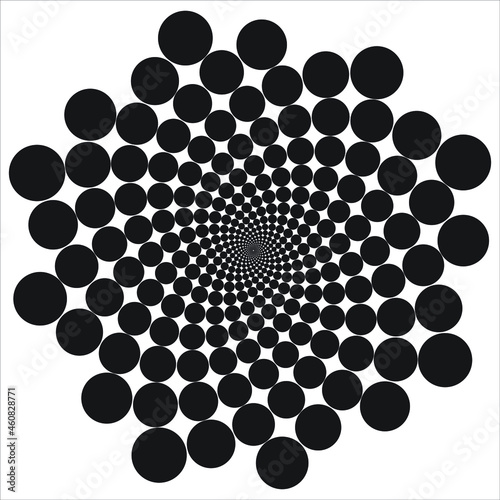 Circle repeated in fibonacci pattern. Circle placed in fibonacci pattern 001