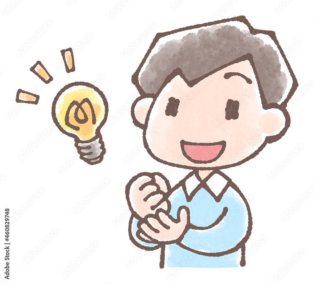 若い男性のひらめきイラスト手描き水彩風 Stock イラスト Adobe Stock