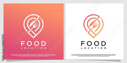 Food location logo with simple and creative element style Premium Vector part 3