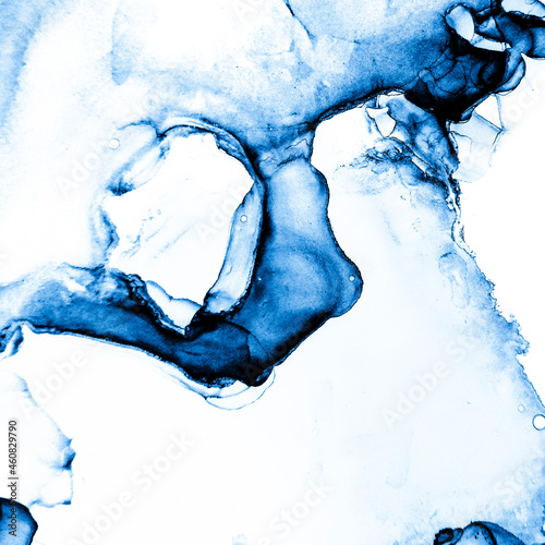 Abstract Blue and White Splash. Indigo Alcohol