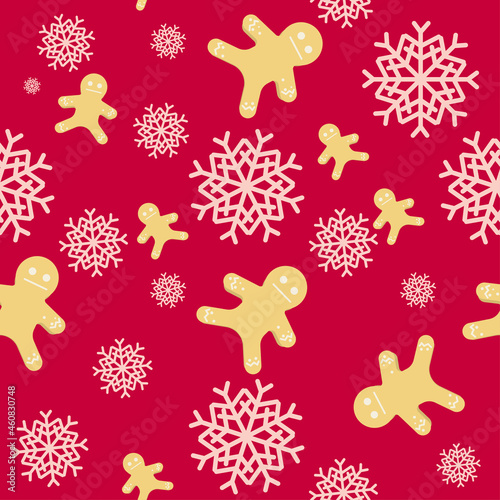 Seamless pattern background of christmas activities, gift wrap pattern, baking doll and snowflakes vector illustration winter new year party.